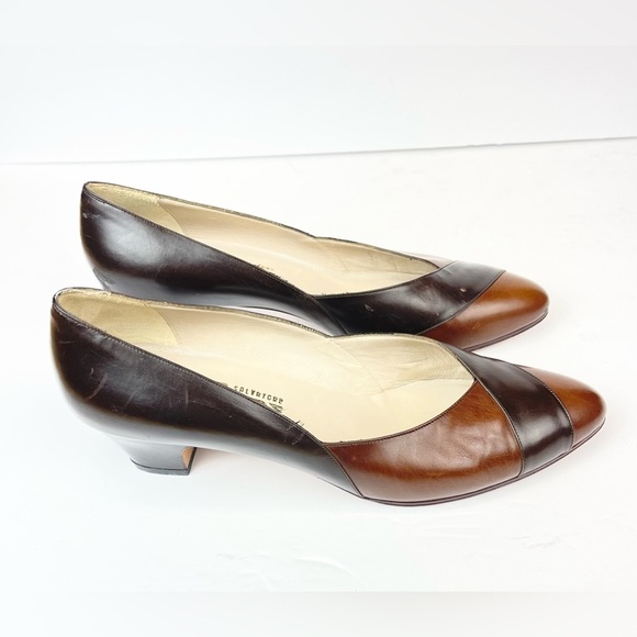 Salvatore Ferragamo Brown Leather Heels Size 7.5B - Picture 2 of 9